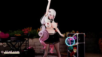 Theresa’s naked dance under the big moon in 3D MMD video