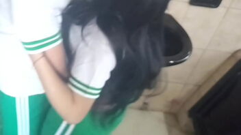 A homemade video of a student indulging in sex with a classmate in the bathroom during recess.