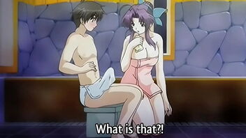 Japanese step-mom gives a bath to her step-son in this uncensored hentai.