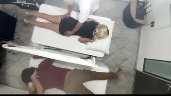 Married couple gets a sensual massage with the wife having sex in front of her husband