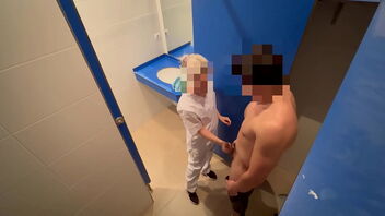 I meet a cleaning girl at the gym and we both end up having sex in the bathroom.