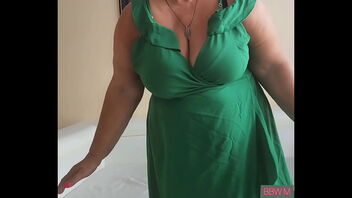 Amateur grandma shows off her big cans and dances hot.