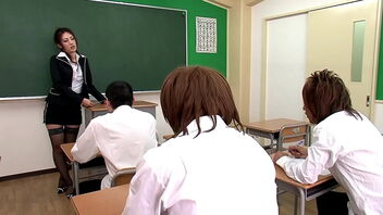 A hot Japanese teacher gives some of her students a blow job and then takes them to a kinky hospital.