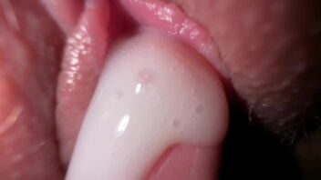 Close-up of a friend’s fiancé’s dick in her vagina with cum on her pussy