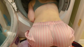 White step-sister gets stuck in the washer and gets a rough pounding in this video.