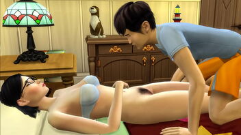 Young and innocent Japanese stepson seduces his stepmother and gives her oral sex.