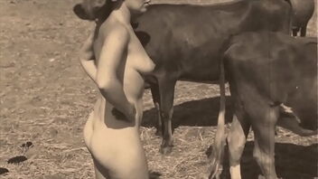 Hairy natural tits and pussy in retro xnxx video