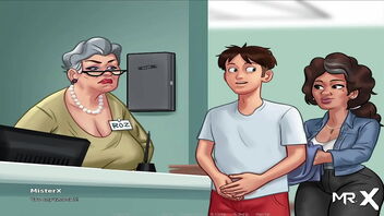 Old woman gets her teeth pulled and gives oral sex in a cartoon called Summertime Saga