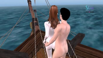 3D animated pirate ship adventure with hot anime couple