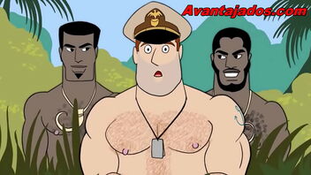 Cartoon porn with gay military theme.