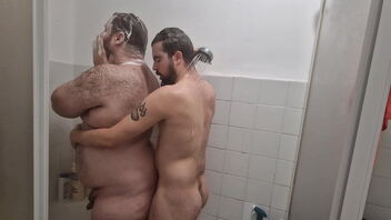 I am a chubby gay and I have a steamy shower scene with my partner.