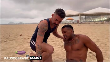 Gay black man gives blowjob to his white lover