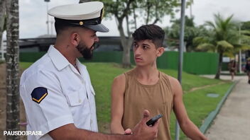 Gay blowjob scene with a commanding officer