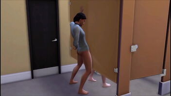 Gay Sims have fun in the bathroom during school time.